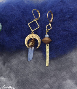Crescent blue stone earrings